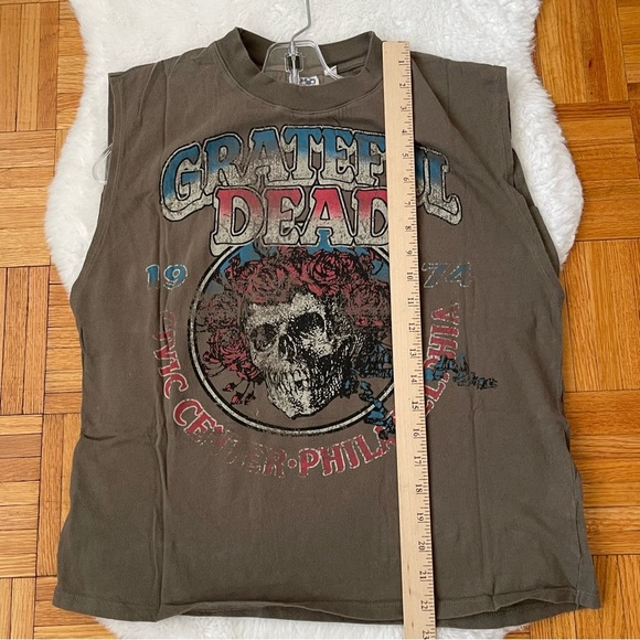 GRATEFUL DEAD Junkfood distress sleeveless cropped T-shirt size Medium - Picture 6 of 8